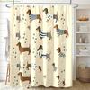 1pc Cute Dachshund Patterned Shower Curtain, 180x180cm, 12 Hooks, Whimsical Cartoon Style, Durable Polyester, Fashionable Pet-