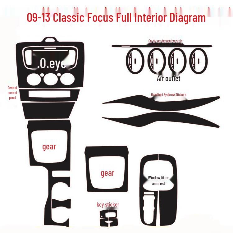 09-14 Classic Focus Gear Shift Console Carbon Fiber Interior Sticker