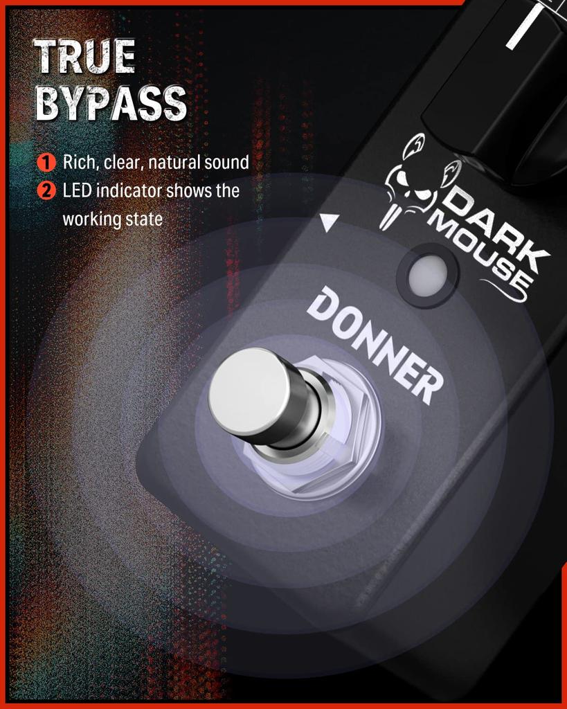Donner Dark Mouse Distortion Guitar Effect Pedal Analog