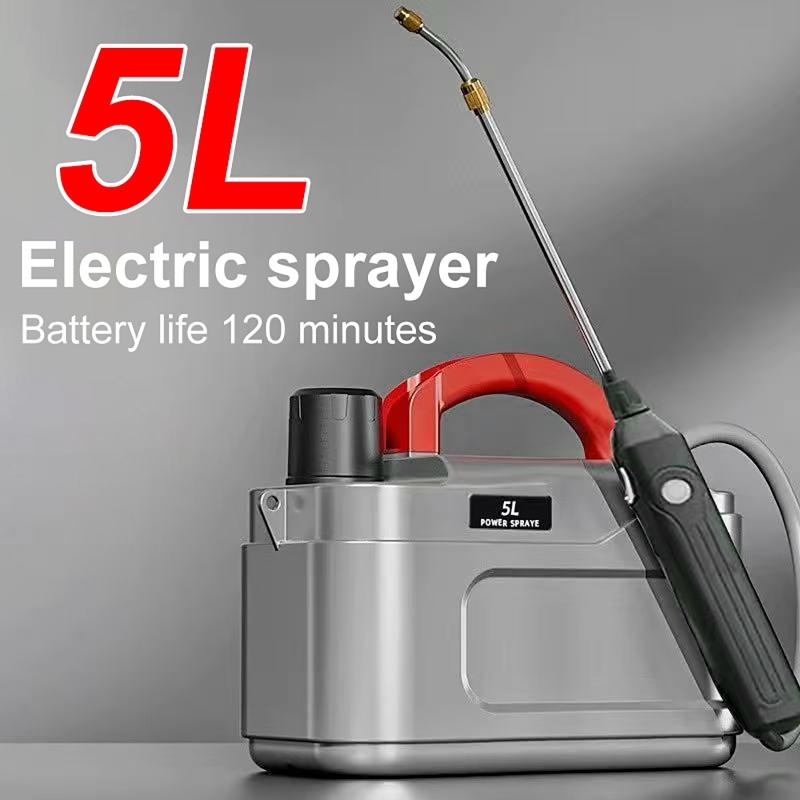 

5 л Садовый электрический опрыскиватель Белый/Серый Наплечная лейка Портативный садовый опрыскиватель Распыление воды под высоким давлением Инструменты для цветов темно серый