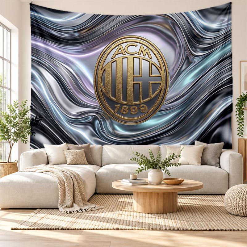 AC Milan Wall Tapestry, Soft Fabric Wall Hanging, Decorative Backdrop For Bedroom Home Wall Art