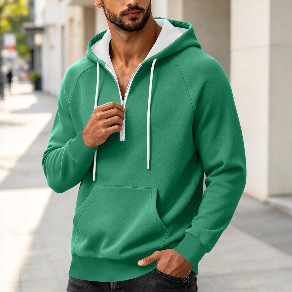 Herren Color Zip-Up Hoodie, Lässiges lockeres Langarm-Sweatshirt für Frühling und Herbst