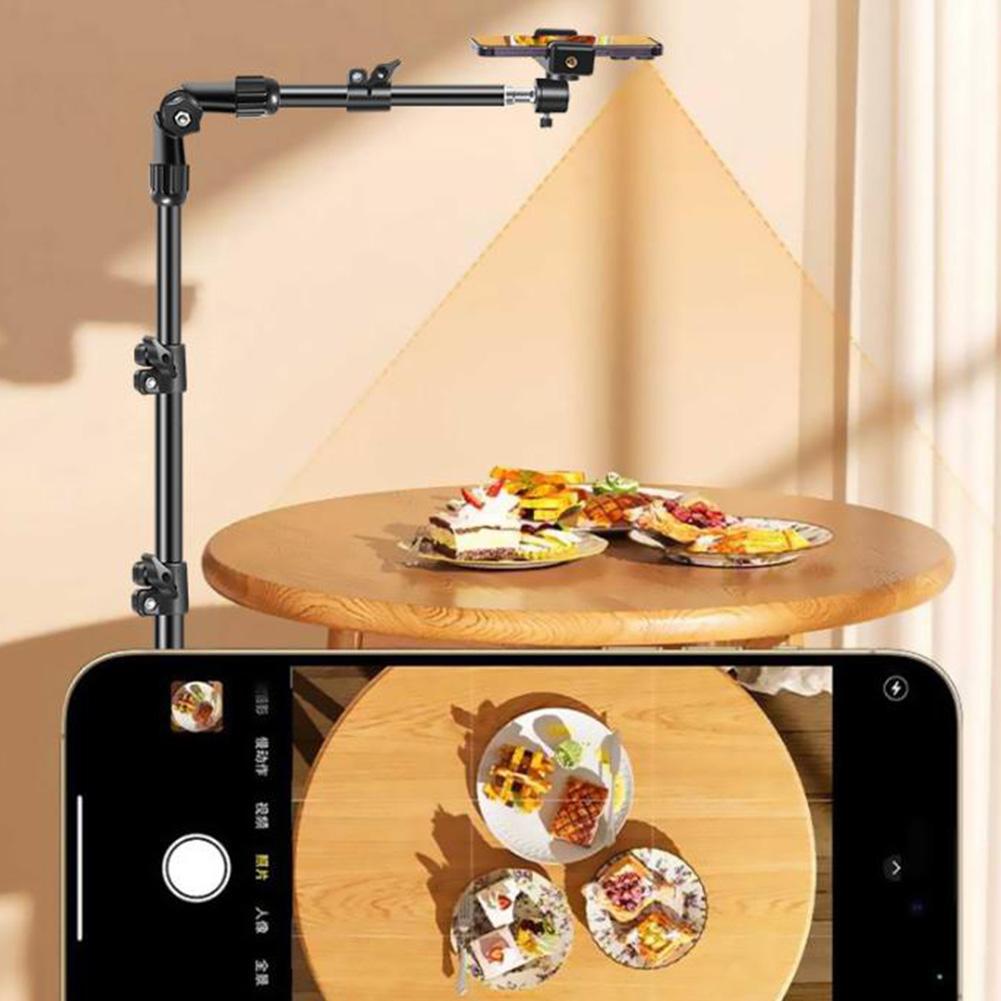 Floor Telescopic Bracket Horizontal Overhead Tripod Adjustable 33-45cm Cell Phone Stand for Filming Video Recording Live Stream