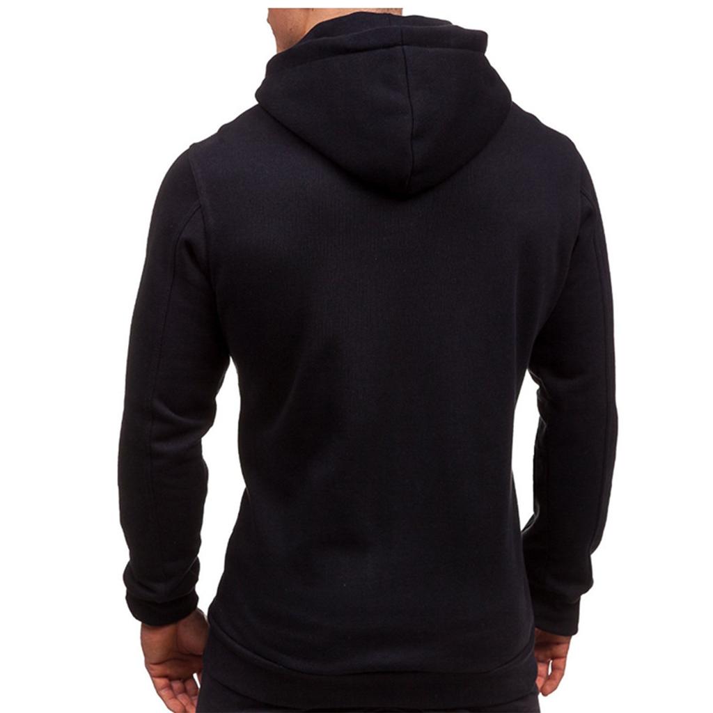 Sudadera con capucha de manga larga con cremallera de color para hombre