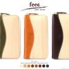 Feee Long Wallet for Men and Women, Genuine Tochigi Leather and Natural Wood, Round Zipper, Made In Japan [FE-3201] (Mocha (Cypress))