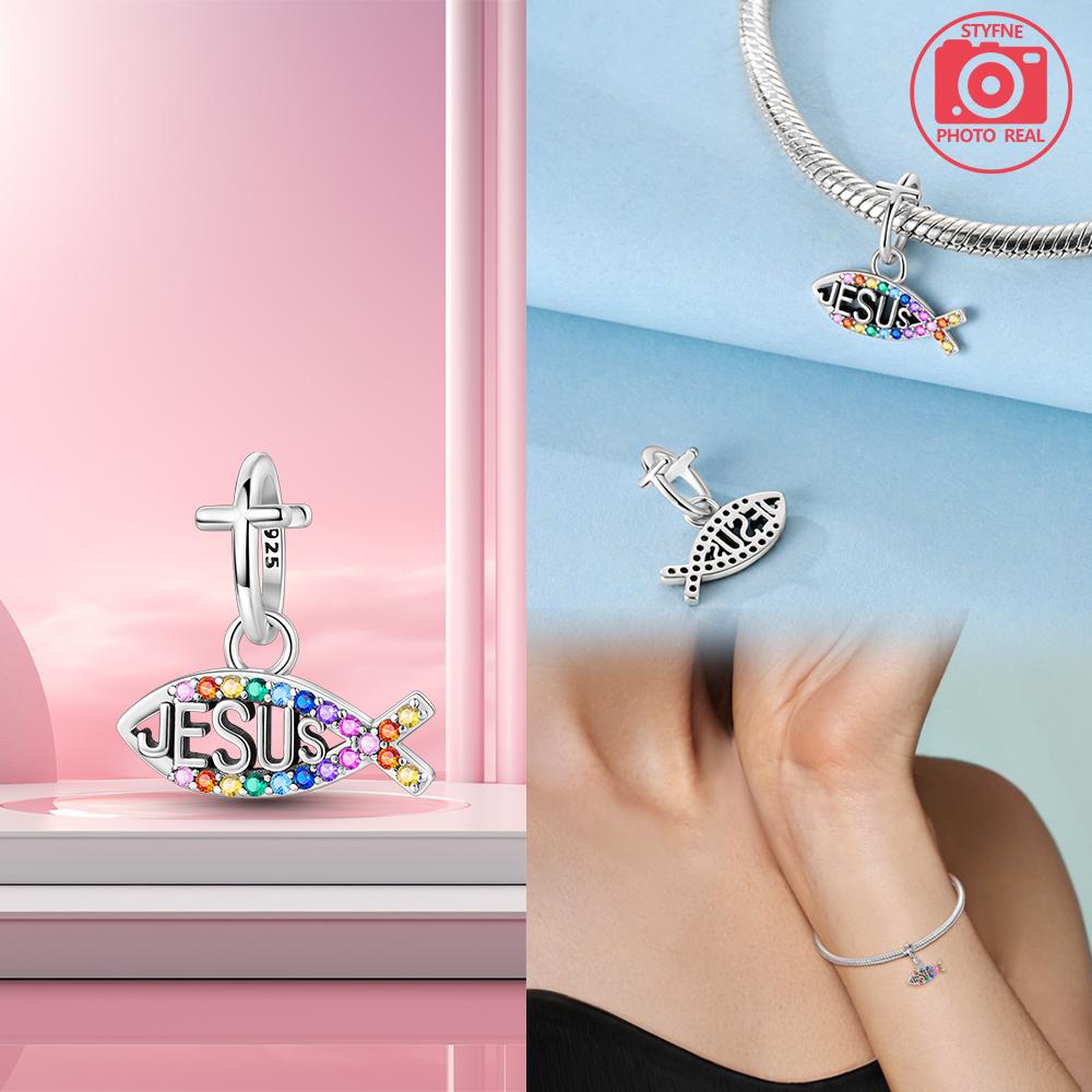 Copper Angel Cross Pendant Charm Bracelets For Women Fit Pendant Charms Beads For Fine Jewelry Making Gift