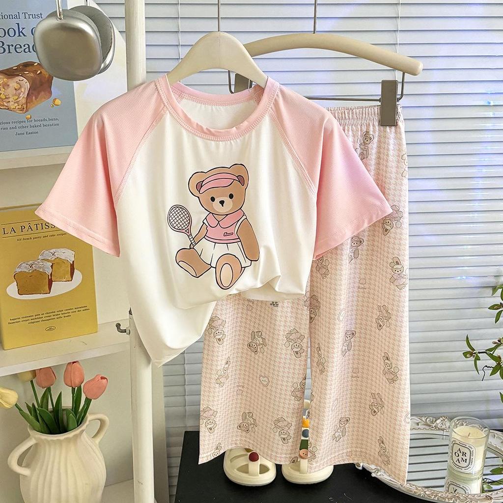 Summer Cartoon Short-Sleeve Pajama Set for Boys & Girls - Lightweight Home Wear for Children & Babies
