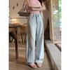 2024 New High Waist Denim Trousers Women Summer Design Sense Bow Embroidery All-Match Wide Leg Mop Pants Fashion