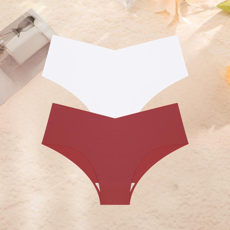 2Pcs/Set Plus Size Underwear Women's Panties Ice Silk Ladies Seamless Underpants Girls Briefs Breathable Sexy Lingerie Female