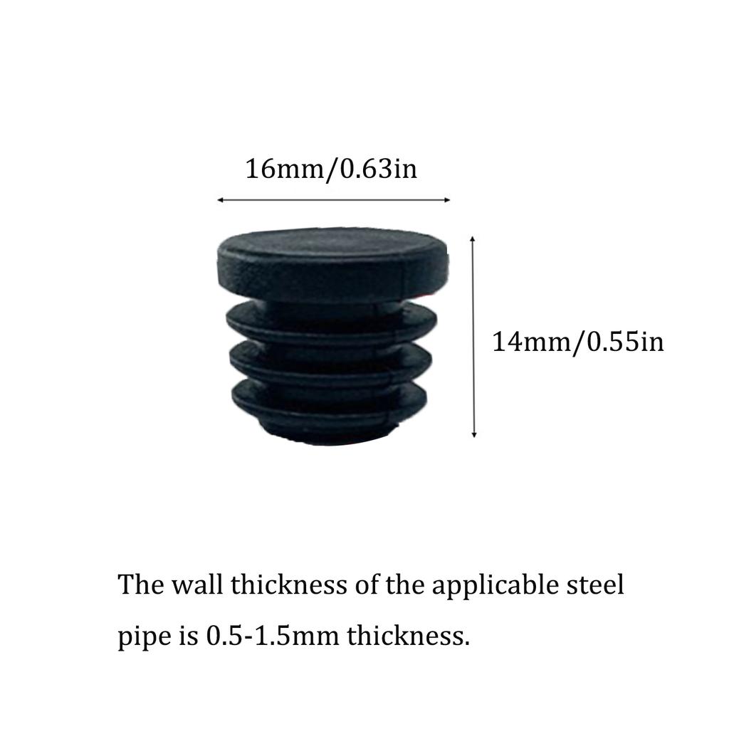 8 STKS Zwart Rond Plastic Afsluitdop Buis Pijp Inzetstuk Plug Stop Dop Voor Stoelpoot Pijp tapon tubo