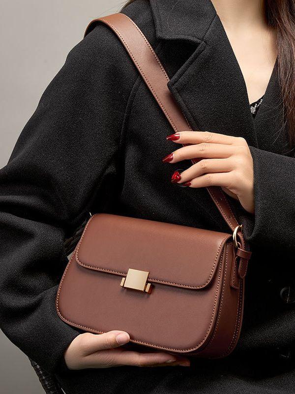 Hot Sale Genuine Leather Women's Small Square Shoulder Bag Fashionable Designer Minimalism Bag Tofu Bag Ladies Crossbody Bags