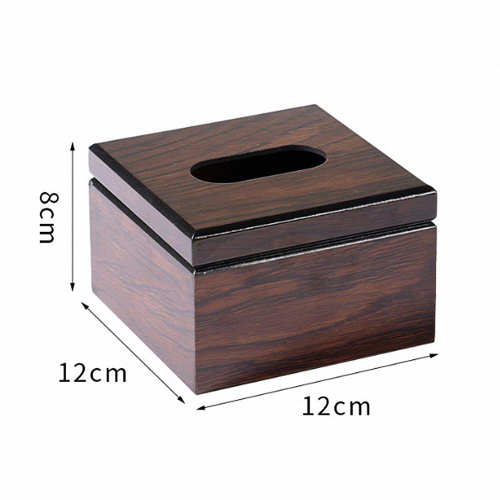 Walnut Color Wooden Tissue Paper Dispenser, Home Daily Use Desk Wood Napkin Paper Storage Case