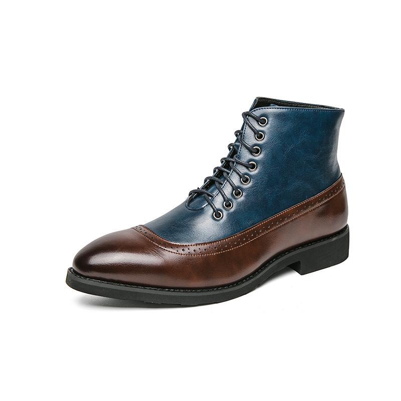 Botas de Cuero Altas Estilo Británico para Hombre Tallas Grandes de Otoño