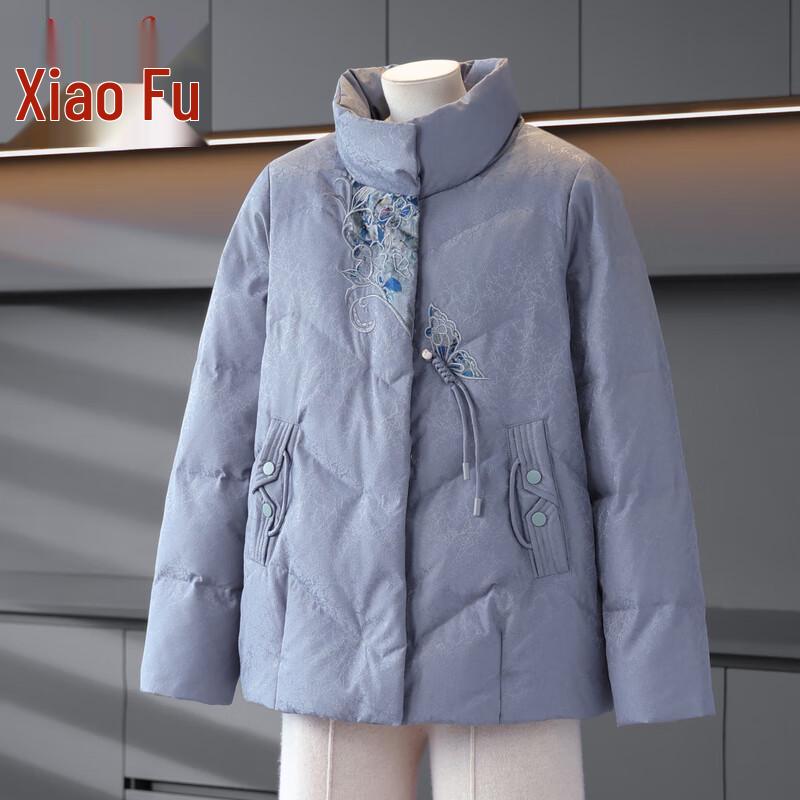 Xiaofu Women s Winter Embroidered Stand Collar Cotton Padded Jacket 4XL