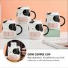 Tea Coffee Cup in Cow Pattern Ceramic Material 450ml for Family Gatherings 1 Set