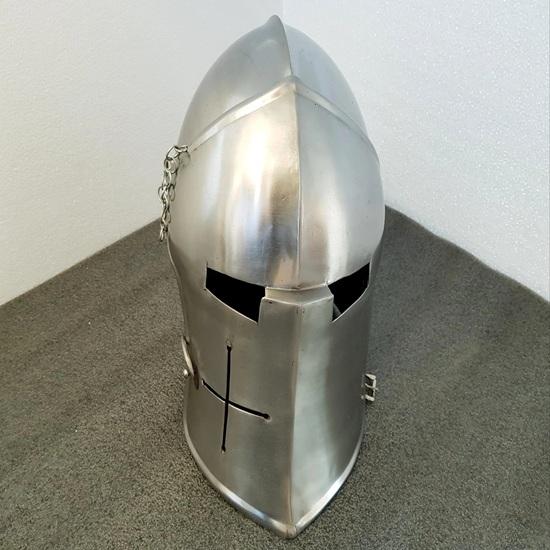Mittelalterlicher Barbuta-Helm, Ritterrüstung, 18 g Baustahl, LARP, Cosplay, Halloween-Kostüm, Visierhelm, Kriegerhelm, Geschenk