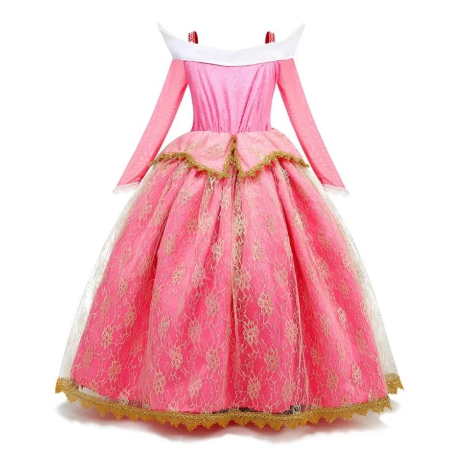 Mädchen Dornröschen Aurora Prinzessin Halloween Cosplay Kleid Schulterfrei Kindergeschenk Karnevalsparty Ausgefallene Prinzessinnenkleidung