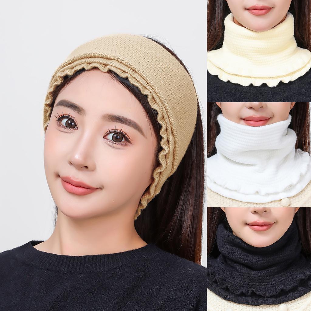 Femei Iarnă Tricotat Volan Guler Fals Elegant Detașabil Pulover Eșarfă Wrap Gât Cald Bandă de Păr