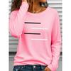 Women's Long Sleeves T-Shirts Casual Loose Black and White Lines Pattern Round Neck Short Sleeved T-Shirt Fall Female Clothing
