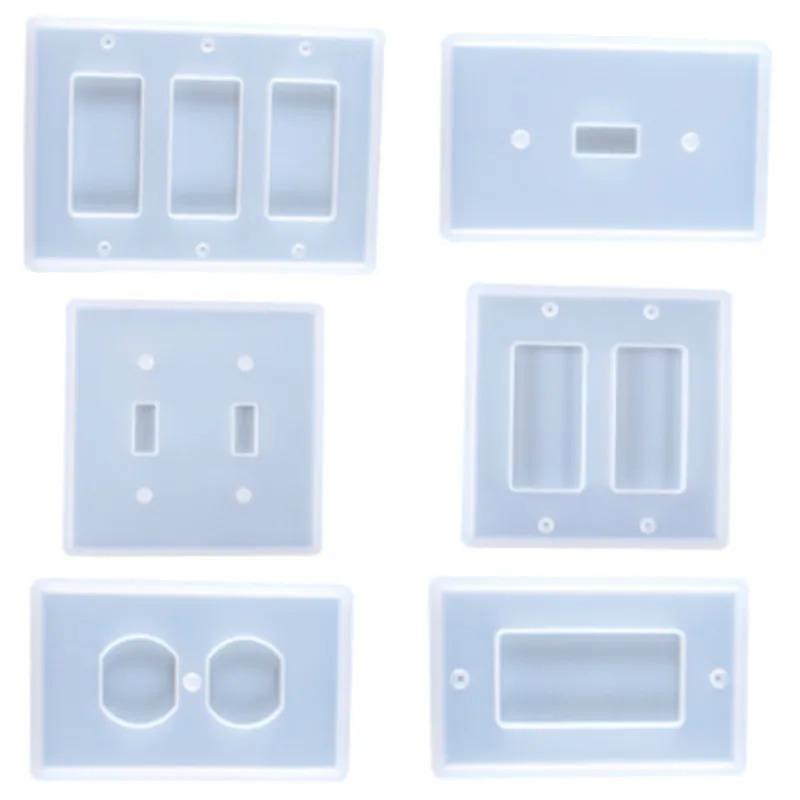 1PC Switch Board Silicone Mold Socket Panel Casting Mold Double Hole Square Single Hole Rectangle for DIY Handmade