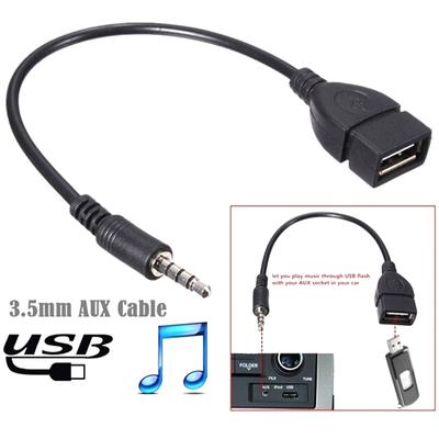 1Pc 3.5Mm Male Audio Aux Jack To Usb 2.0 Type A Female Converter Adapter Cable