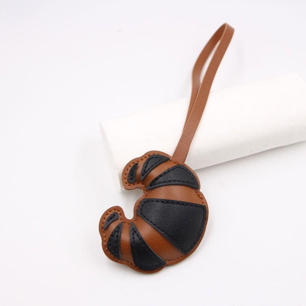 Car Keyring Croissant Keychain PU Leather Bag Pendant Multi-color PU Leather Hanger  Car Accessory