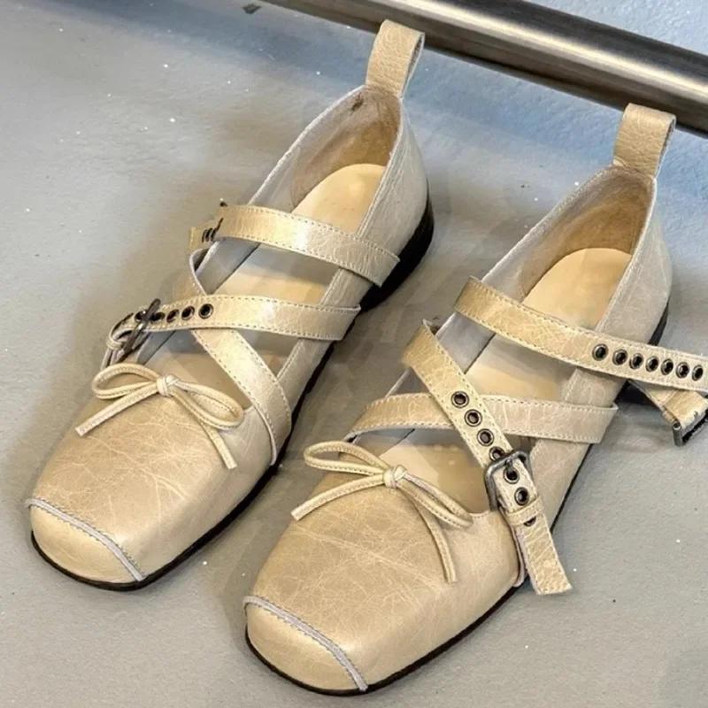 

Мода Женская Мода Одинарная Обувь Весна Новинка Квадратный Носок Мелкий Вырез Бант-бабочка Мягкая Подошва Противоскользящая Износостойкая Обувь на Плоской Подошве 35 абрикосовый