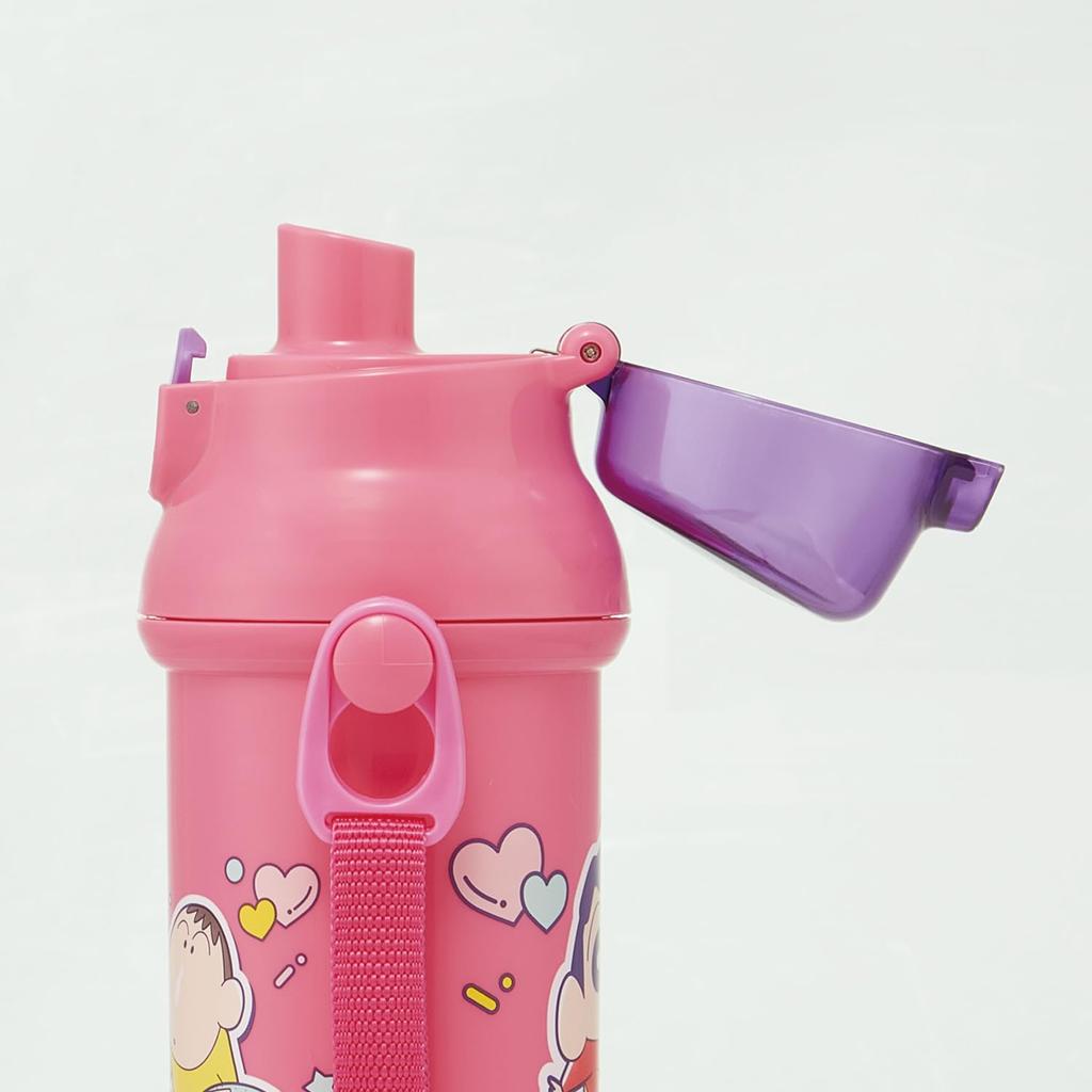 Skater Water Bottle for Direct Dishwasher Made In Crayon Boys and Kids, 480ml, Drink, Plastic, One-Touch Opening, Safe, Japan, Shin-chan Design, 25cm,