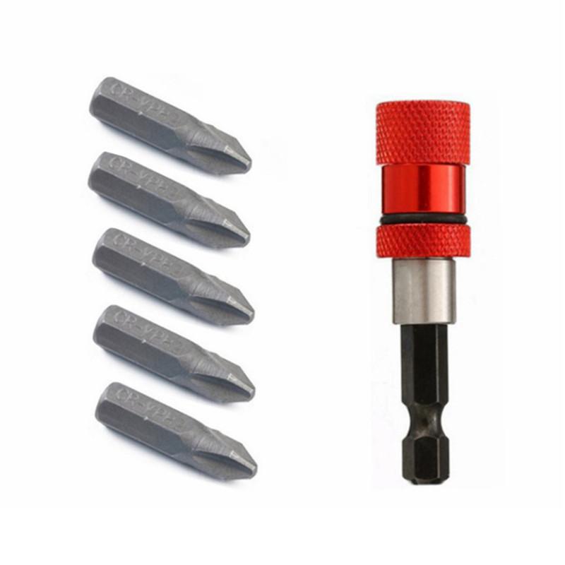 

60mm Adjustable 1/4 Hex Shank Magnetic Type Long Screwdriver Flexible Bit Extension Holder Limit Drywall Screw BiT Tip червоний