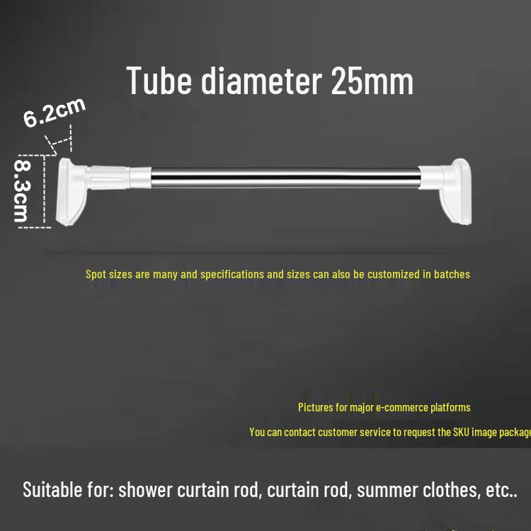 Telescopic Stainless Steel Rod for Clothes Drying, Balcony Support, Curtain, Shower, and Wardrobe Hanging