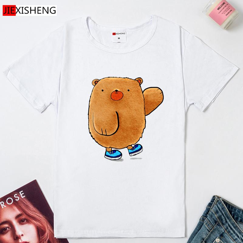 

Cartoons Graphic Print Women T-Shirts Casual Funny T Shirt For Lady Girl Top Tee Hipster 5 Colors Women s Clothing S білий