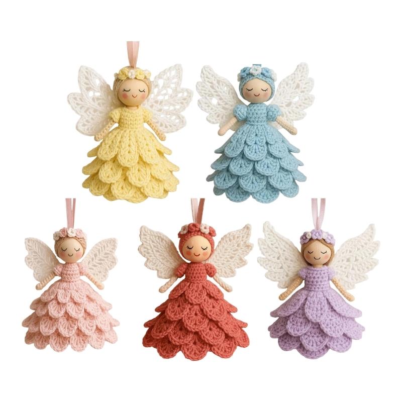 Crochet Christmas Angel Ornament Set For Beginner Adult Handmade Craft With Step-by-Step Tutorial Instruction Hook Yarn