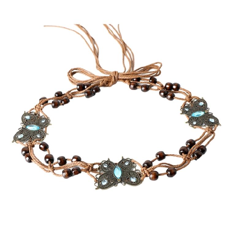

All-Matched Rope Waist Chain with Beads Butterflies for Casual Dress Dance Show
