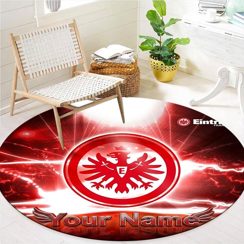 Eintracht Frankfurt Custom Name Round Area Rug,Carpet Rug for Living Room Bedroom Sofa Playroom Decor,Non-slip Floor Mat