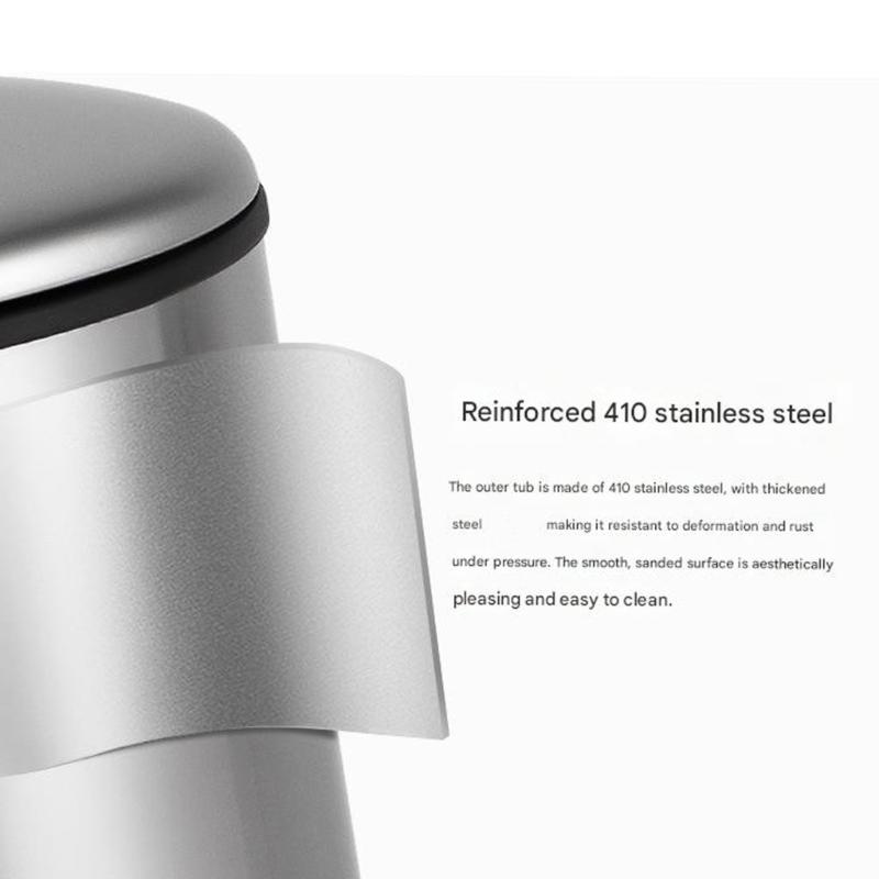 304 Stainless Steel Waste Bin with Slow Close Technology Foot Pedal and 90 Degree Lid Stay for Easy Cleaning