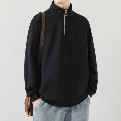 Men's Sweatshirt Autumn New Loose Long-sleeved POLO Korean Style Trendy Sports and Leisure Stand-up Collar Pullover Bottoming Shirt