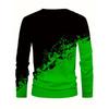 Spring Autumn Men Clothes Fashion Long Sleeve Round Neck Casual T Shirt Men Sport 3D Digital Print Street Style Sport Tops