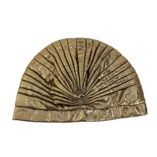 Damer Topphatt Rombus Rhinestones Dekor Plissert Turbanhatt Gullbelagt Pyntet Hatt Elastisk Design Hodeplagg