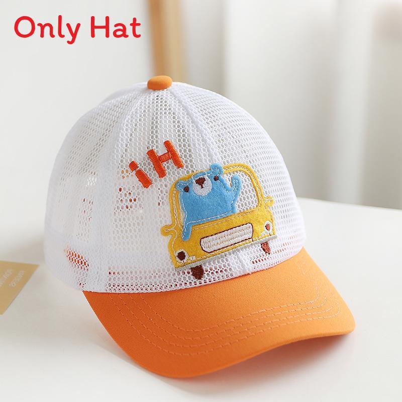 Baby Sun Hat With Embroidered Cartoon Design For Sun Protection And Summer Wear