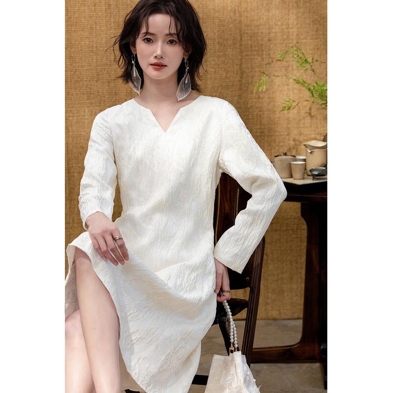 Demana New Chinese Style Embossed Jacquard A-Line Dress
