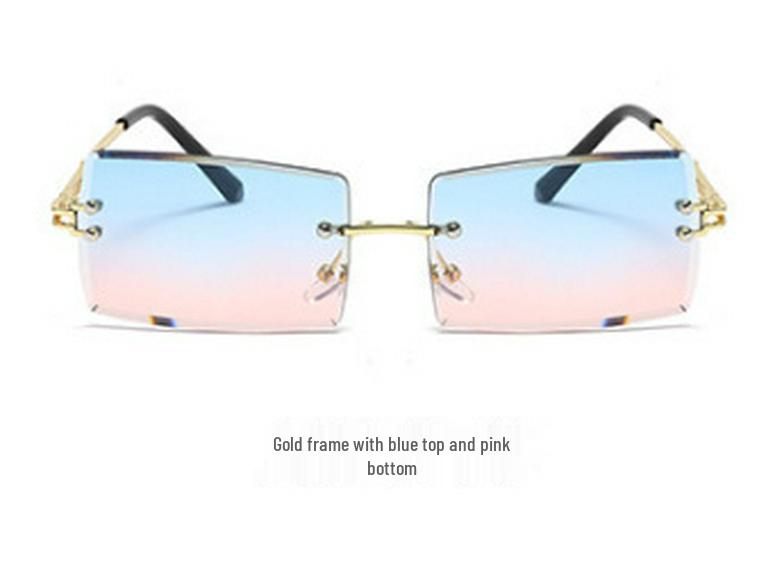 Elegant Gradient Womens Diamondcut Frameless Square Sunglasses