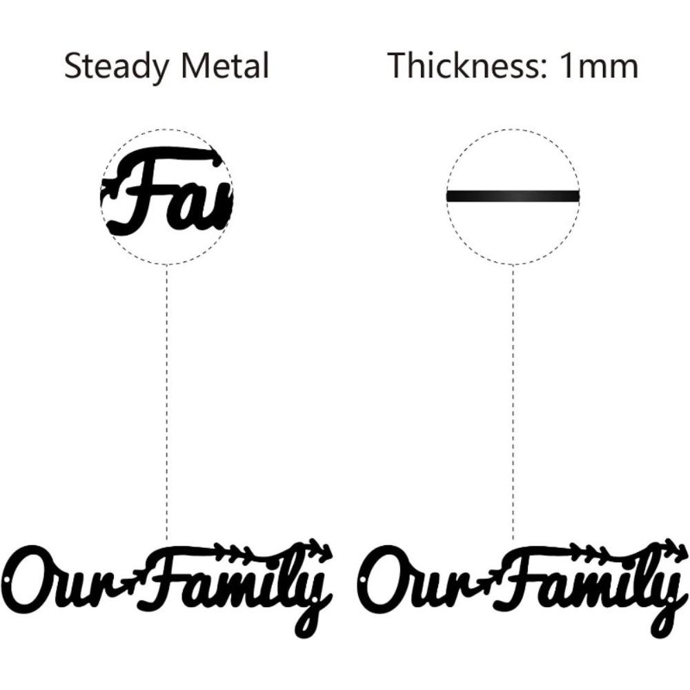 Black Iron Family Word Metal Wall Art Sign, Cursive Sculpture for Balcony Garden Office Hotel Bedroom Housewarming Gift 11.8x3.6 inch