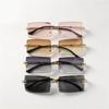 4PCS Fashion Rimless Sunglasses Women Trendy Small Rectangle Sun Glasses  Summer Traveling Style Brown Shades for Men