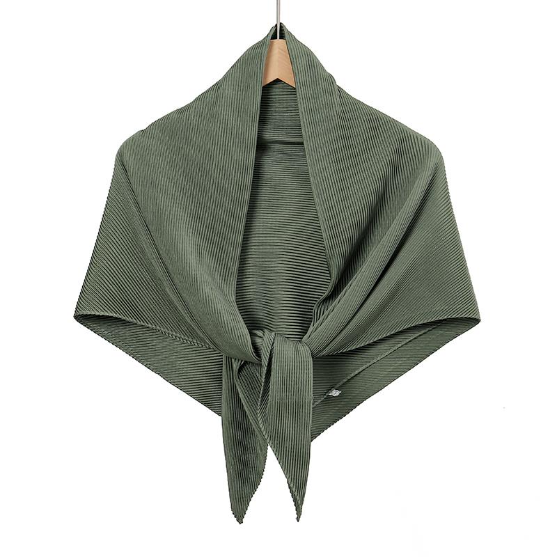 Maldives  Muslim Pleated Square Scarf Matt Silk Plain Hijab Women Crinkle Satin Headscarf Premium Soft Wrinkle Scarves