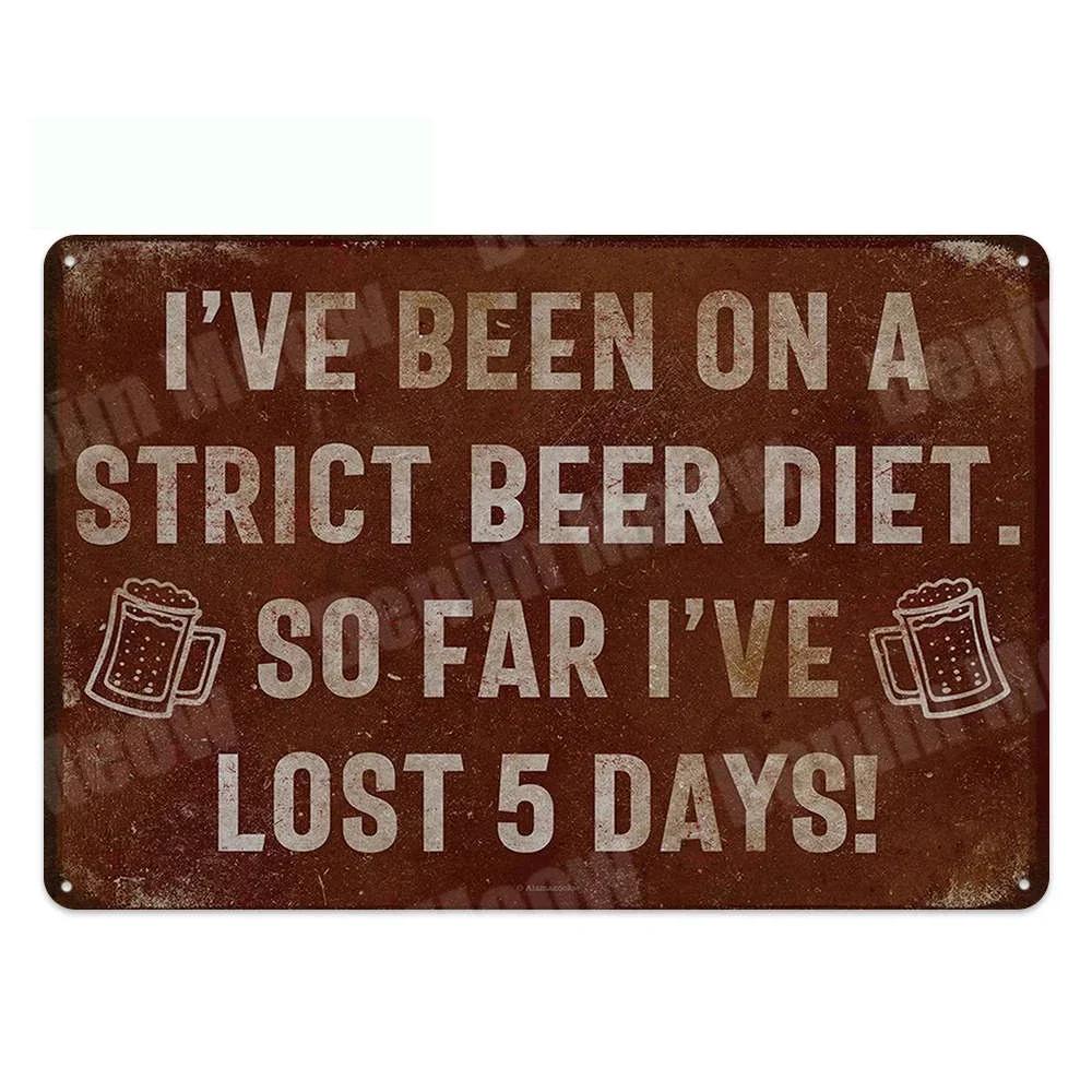Vintage Drink Beer Aluminum Sign Alcohol Metal Sign Backyard Bar Retro Plaques For Man Cave Pub Cafe Club Rules Painting Deco