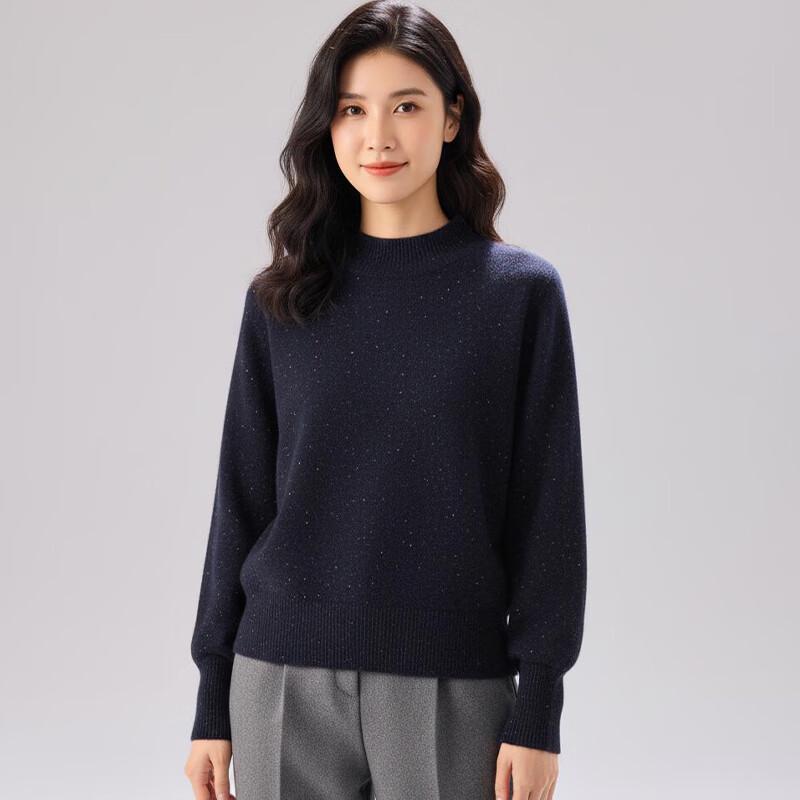 Jinjuan Women's Mock Neck Wool Blend Sweater