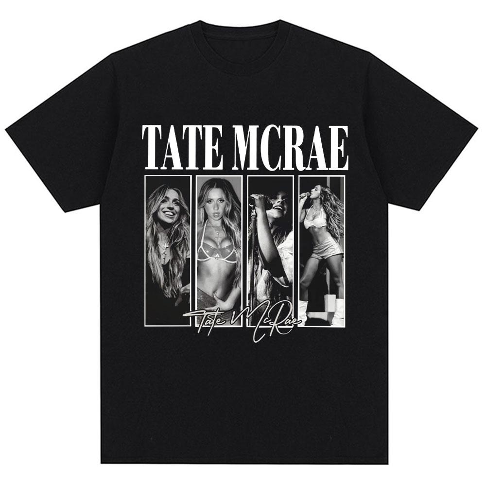2026 New Vintage Tate McRae Signature Print T Shirt The World Tour Fashion Men Tshirts 100 Cotton Oversized T Shirts Streetwear