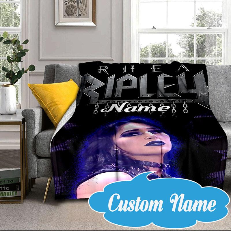 Custom Name Dark Beauty Rhea Ripley Blanket bed sofa Blanket Flannel Blanket for Camping, Hiking, Picnic Essentials,gift for Fan family
