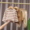 Children's Long Sleeved Set, Baby Knitted Cardigan, Boys' Spring and Autumn Clothes Three Piece Set, Baby Children's Clothing