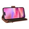 For iPhone 17 Case Zipper Wallet Multiple Card Slots Leather Phone Cover with Wrist Strap